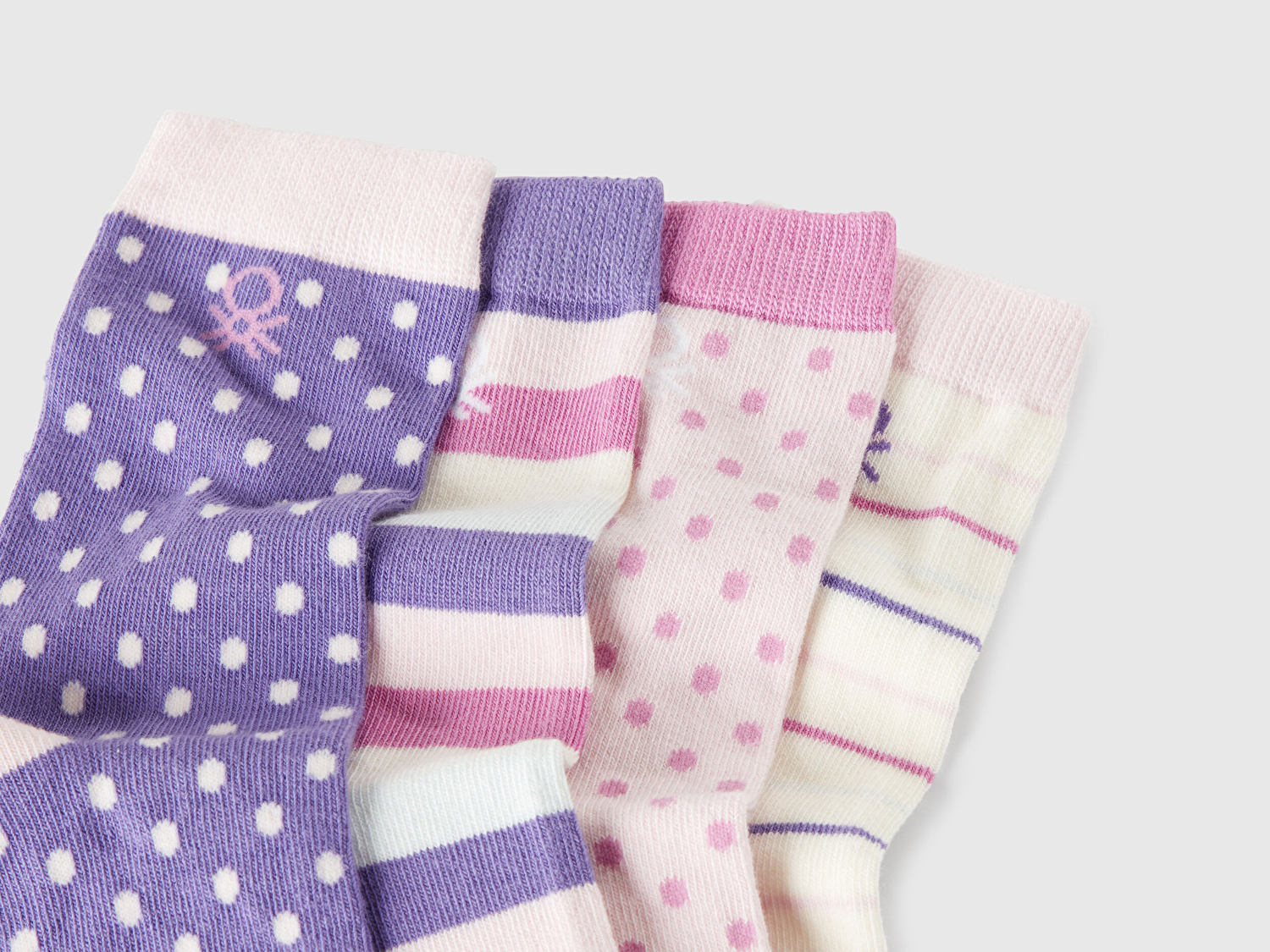 Benetton Erkek Çocuk Lila Mix Desenli 4'lü Uzun Soket Çorap Seti