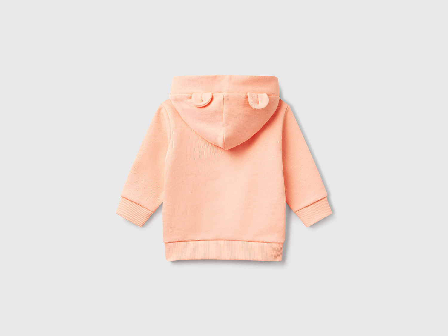 Benetton Bebek Yavruağzı Göğsü Tavşan Logosu İşlemeli Kulaklı Kapüşonlu Sweatshirt