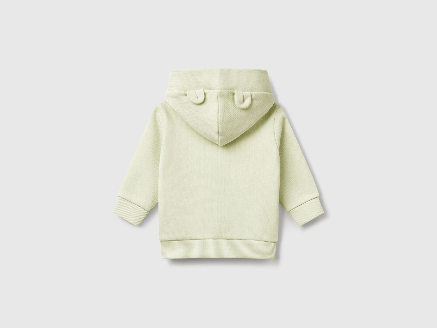 Benetton Bebek Su Yeşili Göğsü Tavşan Logosu İşlemeli Kulaklı Kapüşonlu Sweatshirt