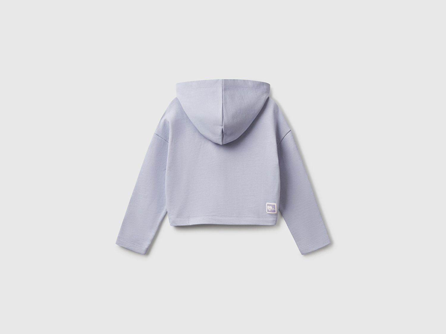 Benetton Kız Çocuk Lila Arkası Logo Etiketli Kapüşonlu Relax Fit Sweatshirt