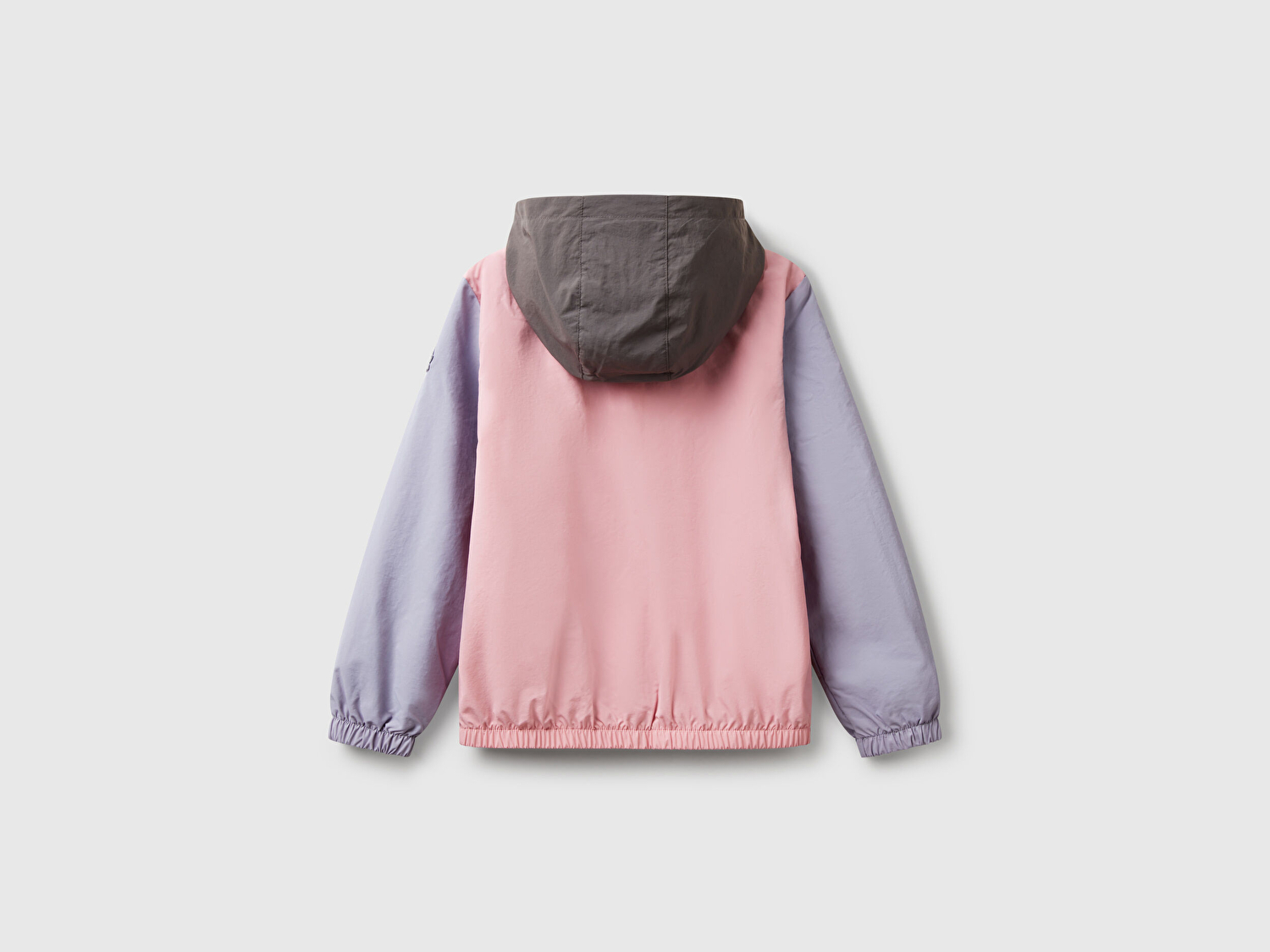 Benetton Kız Çocuk Pembe Mix Simli Logo Detaylı Kapüşonlu Yağmurluk