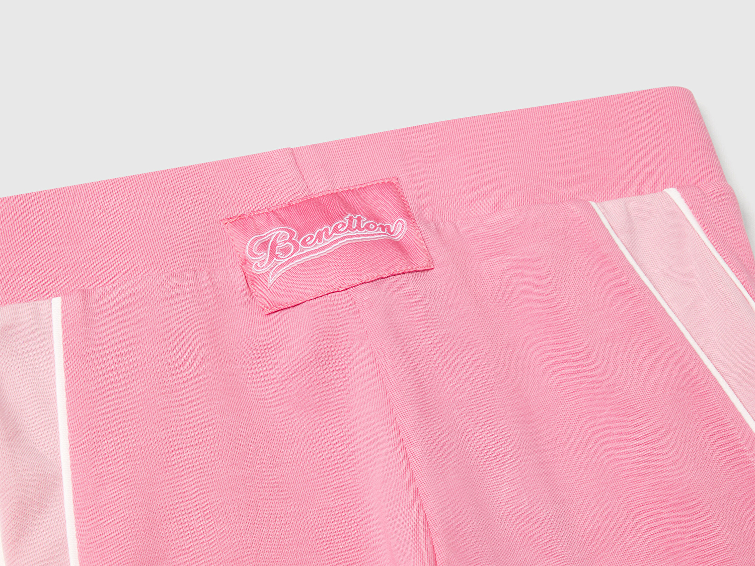 Benetton Kız Çocuk Pembe Logolu Yanları Kontrast Renk Detaylı Biyeli Streç Tayt