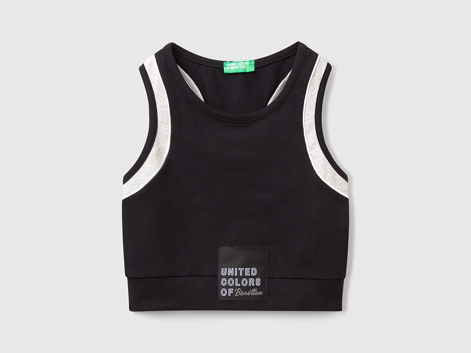 Benetton Kız Çocuk Siyah Streç Kumaş Kontrastlı Logo Etiketli Spor Bra