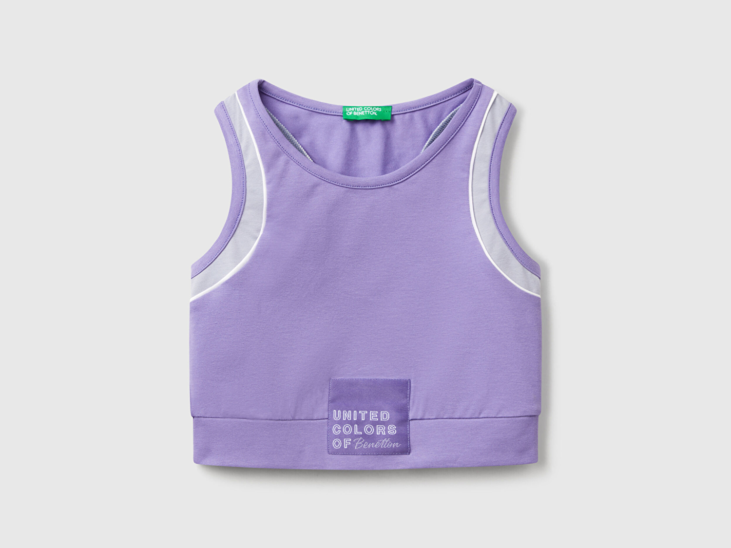 Benetton Kız Çocuk Mor Streç Kumaş Kontrastlı Logo Etiketli Spor Bra
