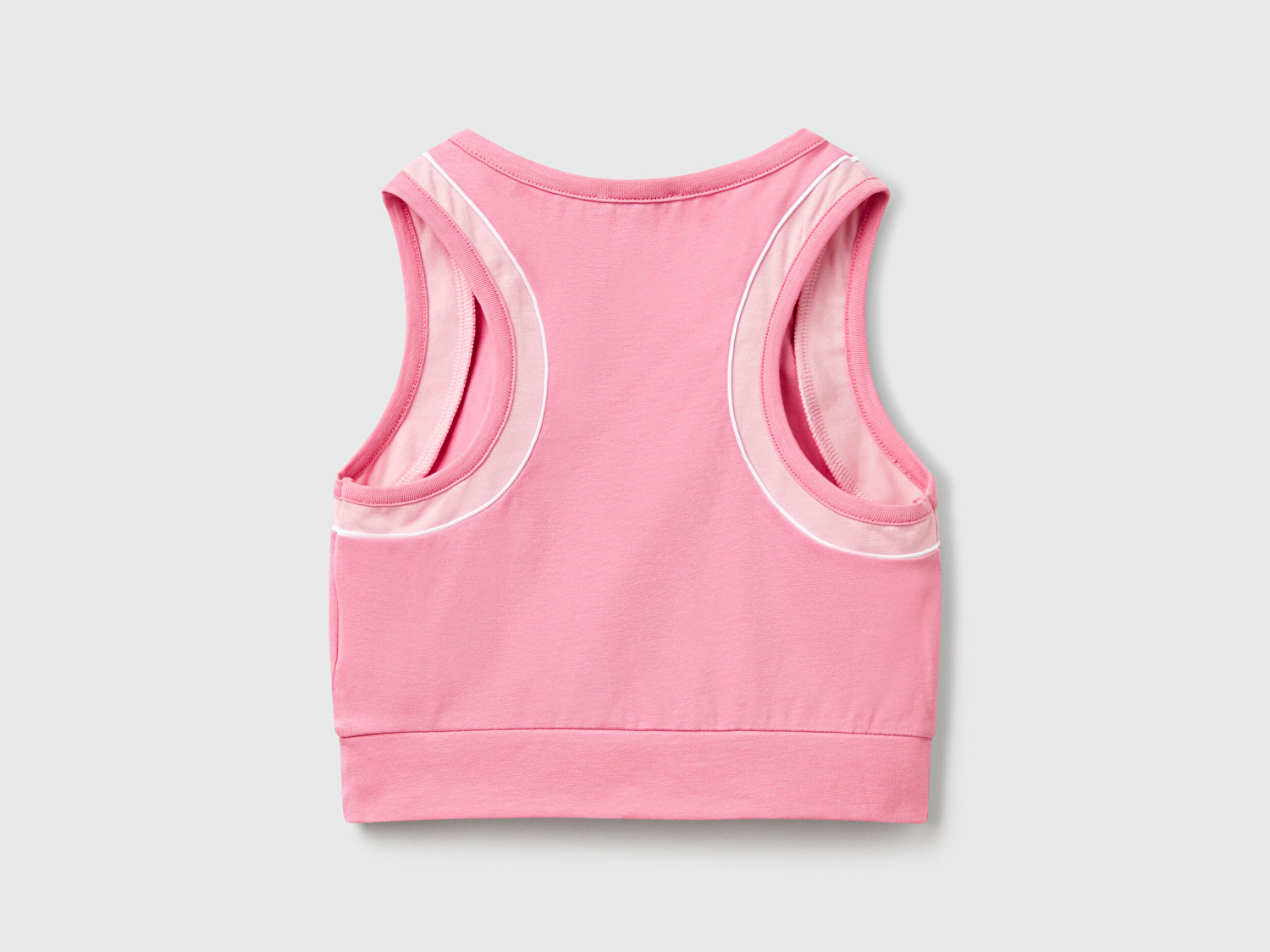 Benetton Kız Çocuk Pembe Streç Kumaş Kontrastlı Logo Etiketli Spor Bra