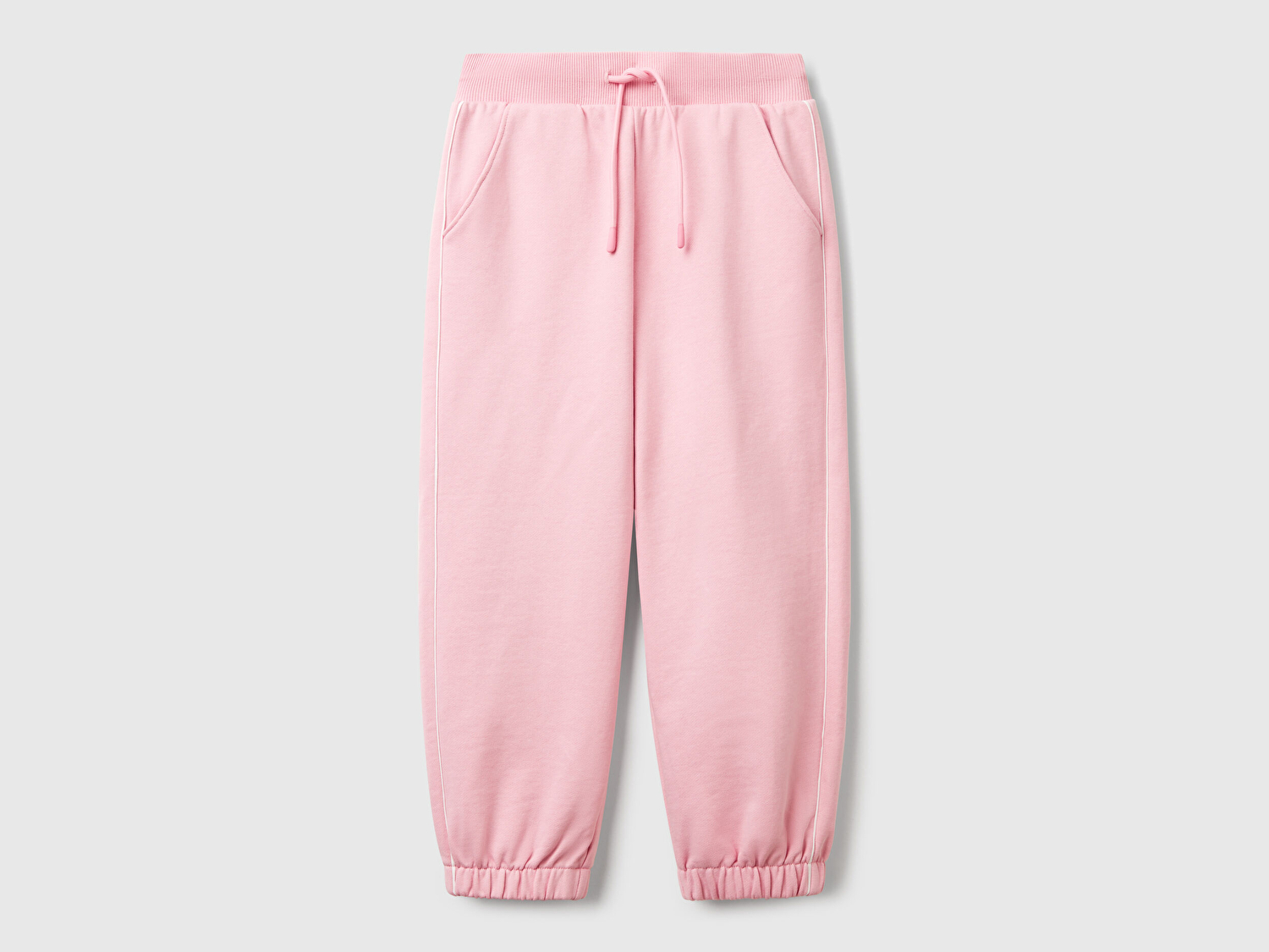 Benetton Kız Çocuk Pembe Kontrastlı Logo Etiketli Büzgü İpli Eşofman Altı