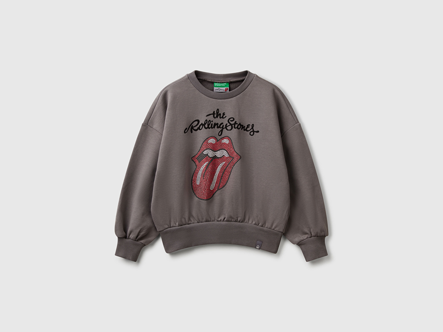 Benetton Kız Çocuk Antrasit Rolling Stones Baskılı Logo Etiketli Sweatshirt