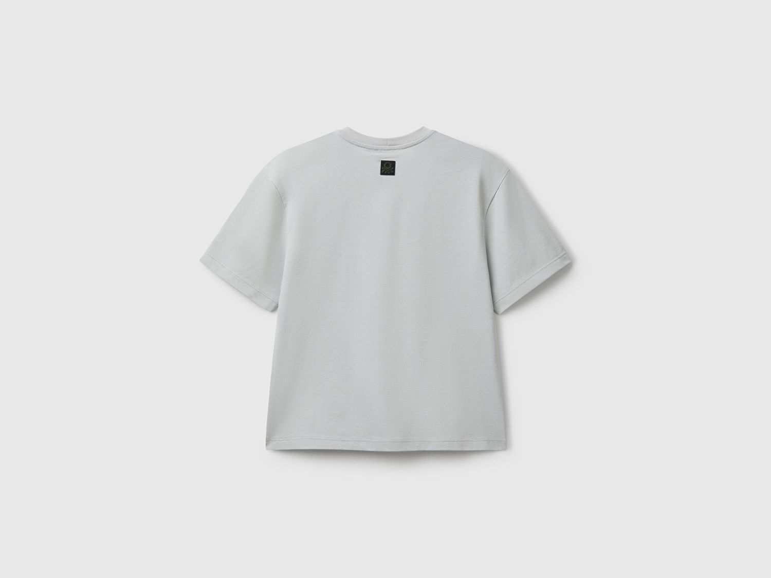 Benetton Erkek Çocuk Gri Melanj Baskılı Arkası Logo Etiketli T-Shirt