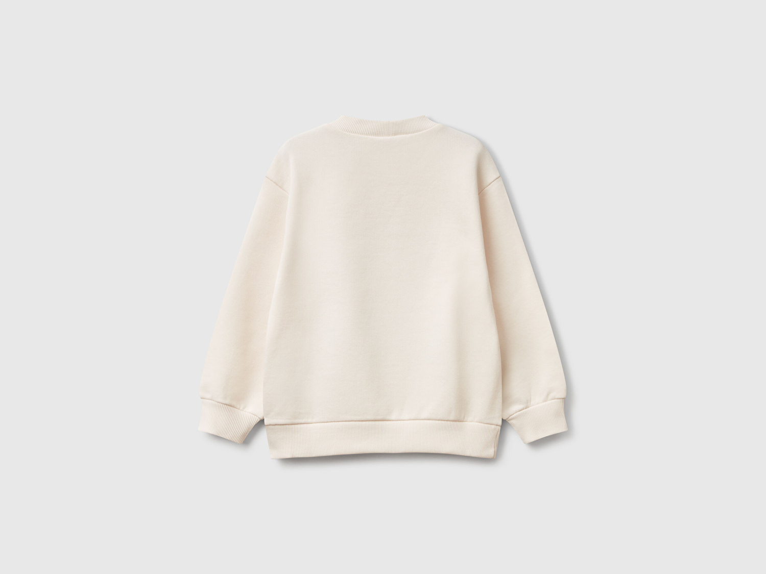 Benetton Erkek Bebek Ekru Hot Wheels Baskılı Logo Etiketli Bisiklet Yaka Sweatshirt