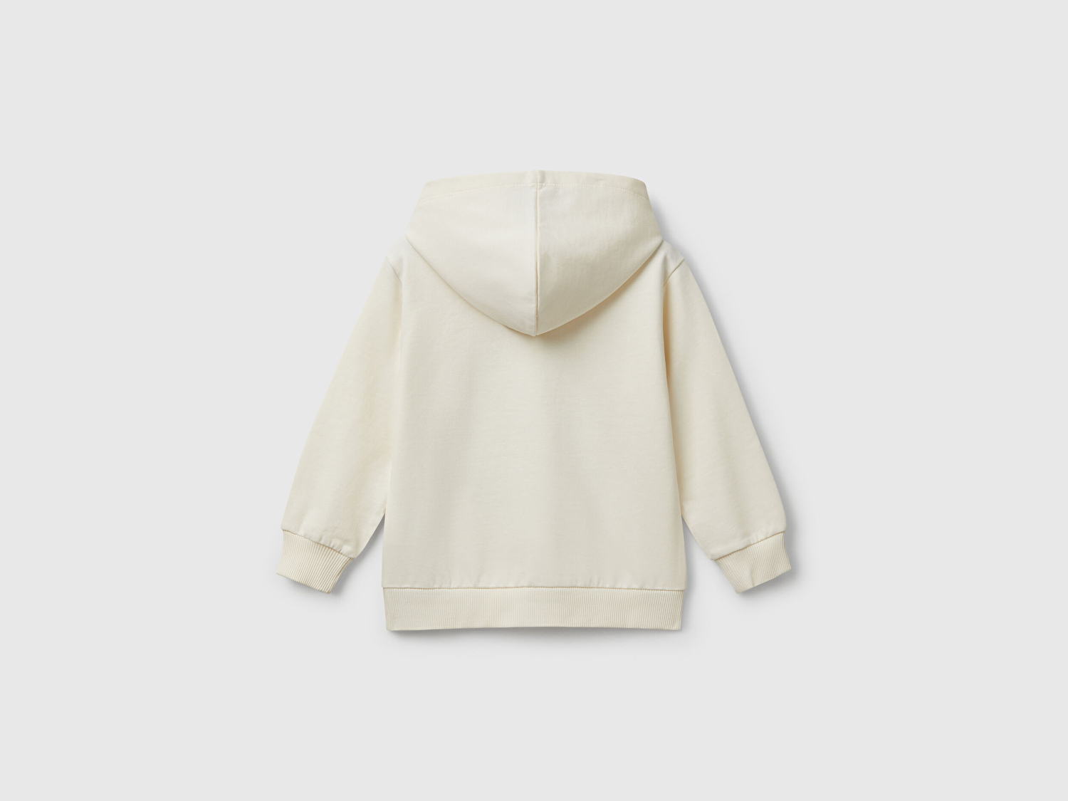 Benetton Erkek Bebek Ekru Marvel Kahraman Baskılı Etiket Logolu Kapüşonlu Sweatshirt