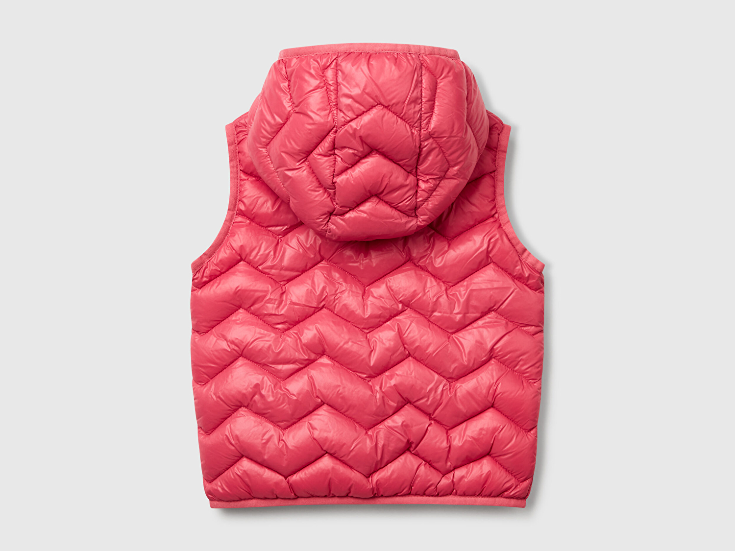 Benetton Kız Bebek Fuşya Simli Logo İşlemeli Kapüşonlu Yelek