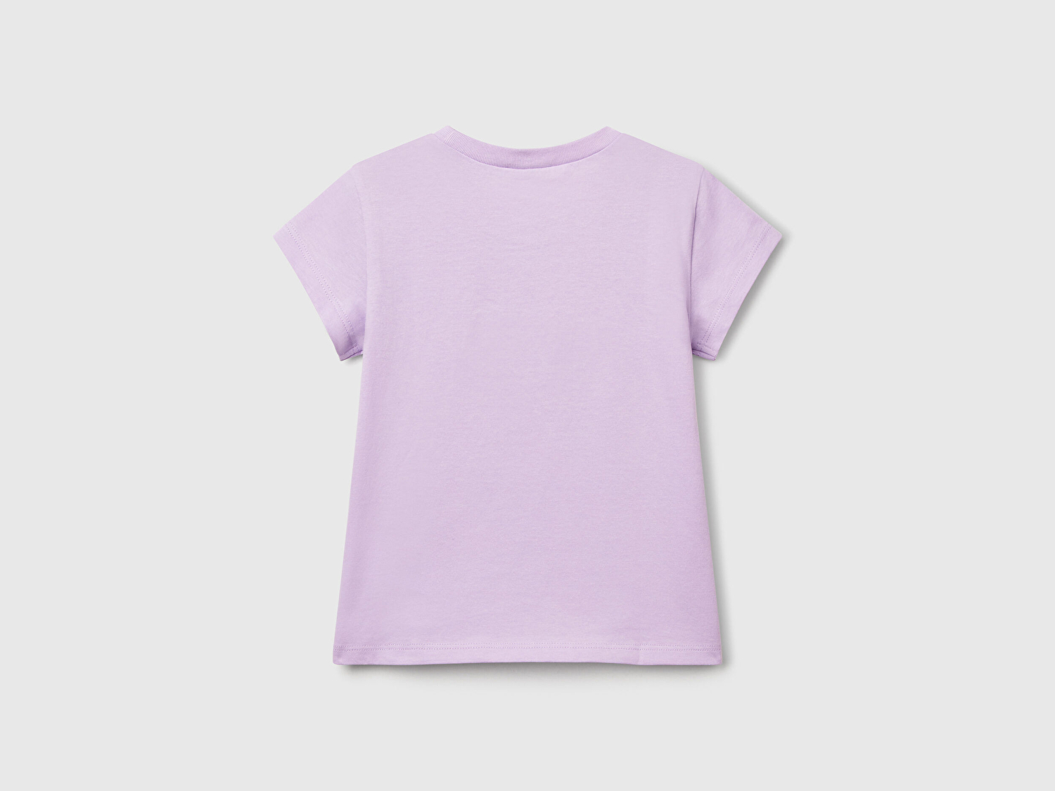 Benetton Kız Bebek Lila Önü Baskılı Bisiklet Yaka T-Shirt