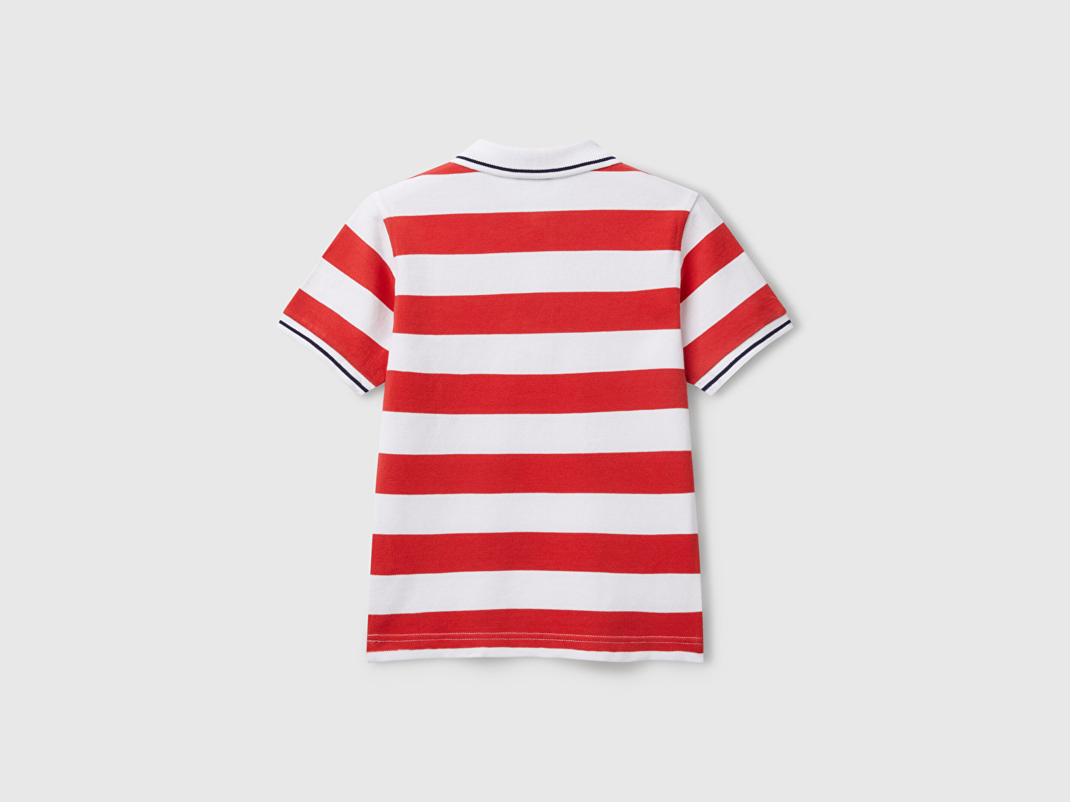 Benetton Erkek Çocuk Kırmızı Mix Çizgili Logo İşlemeli Polo T-Shirt