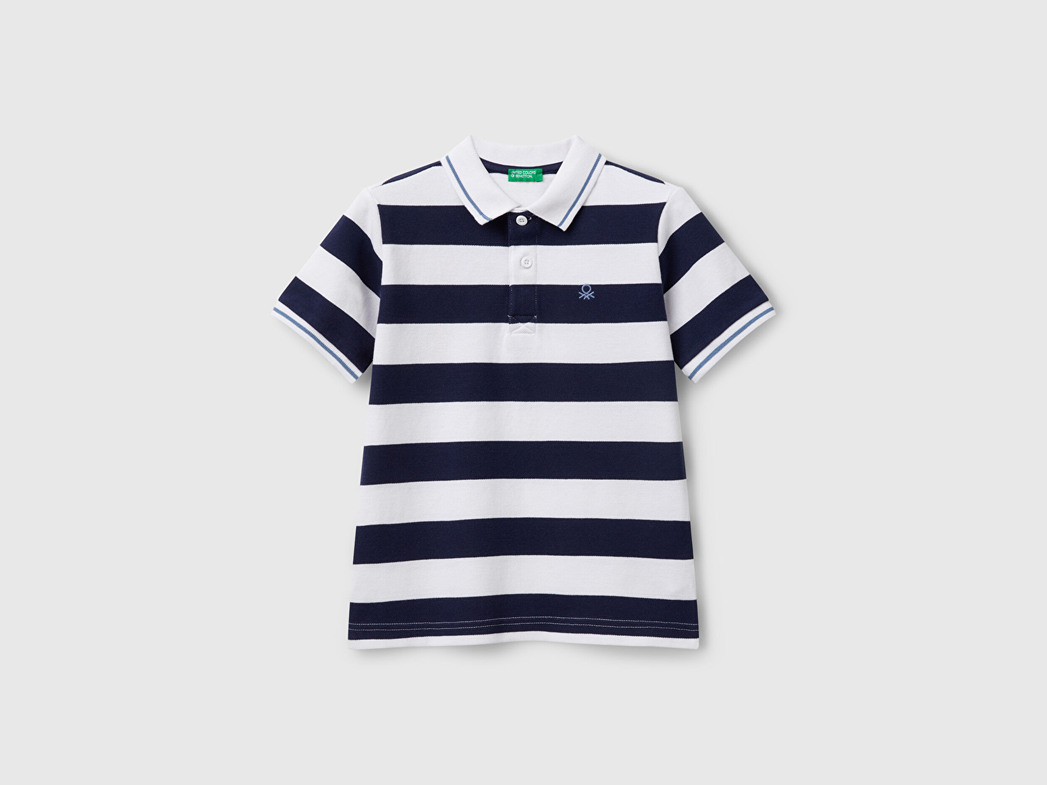 Benetton Erkek Çocuk Lacivert Mix Çizgili Logo İşlemeli Polo T-Shirt