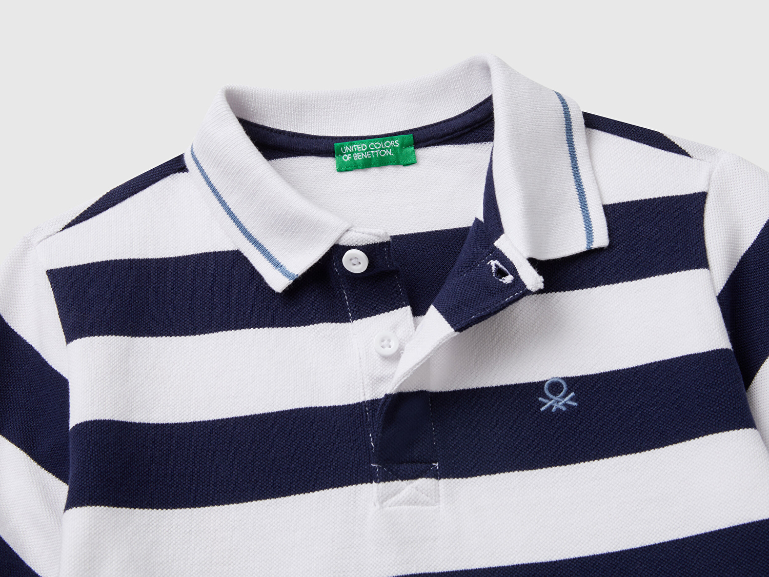 Benetton Erkek Çocuk Lacivert Mix Çizgili Logo İşlemeli Polo T-Shirt