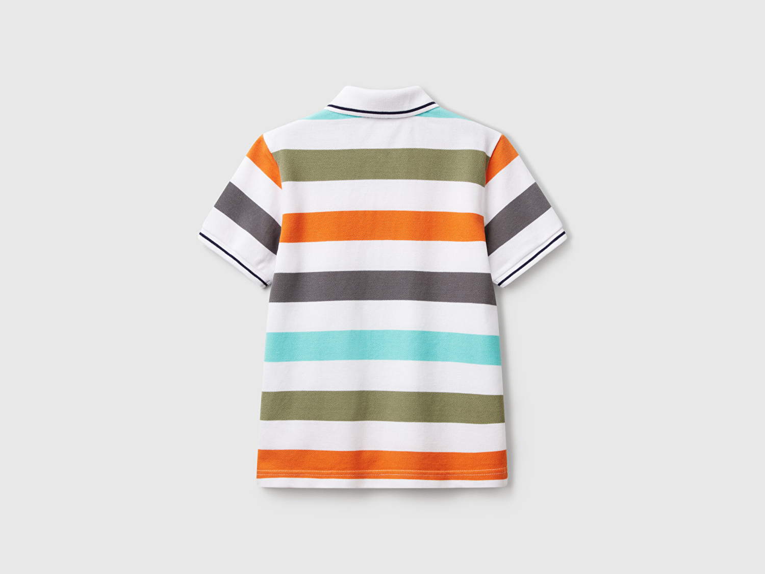 Benetton Erkek Çocuk Turuncu Mix Çizgili Logo İşlemeli Polo T-Shirt