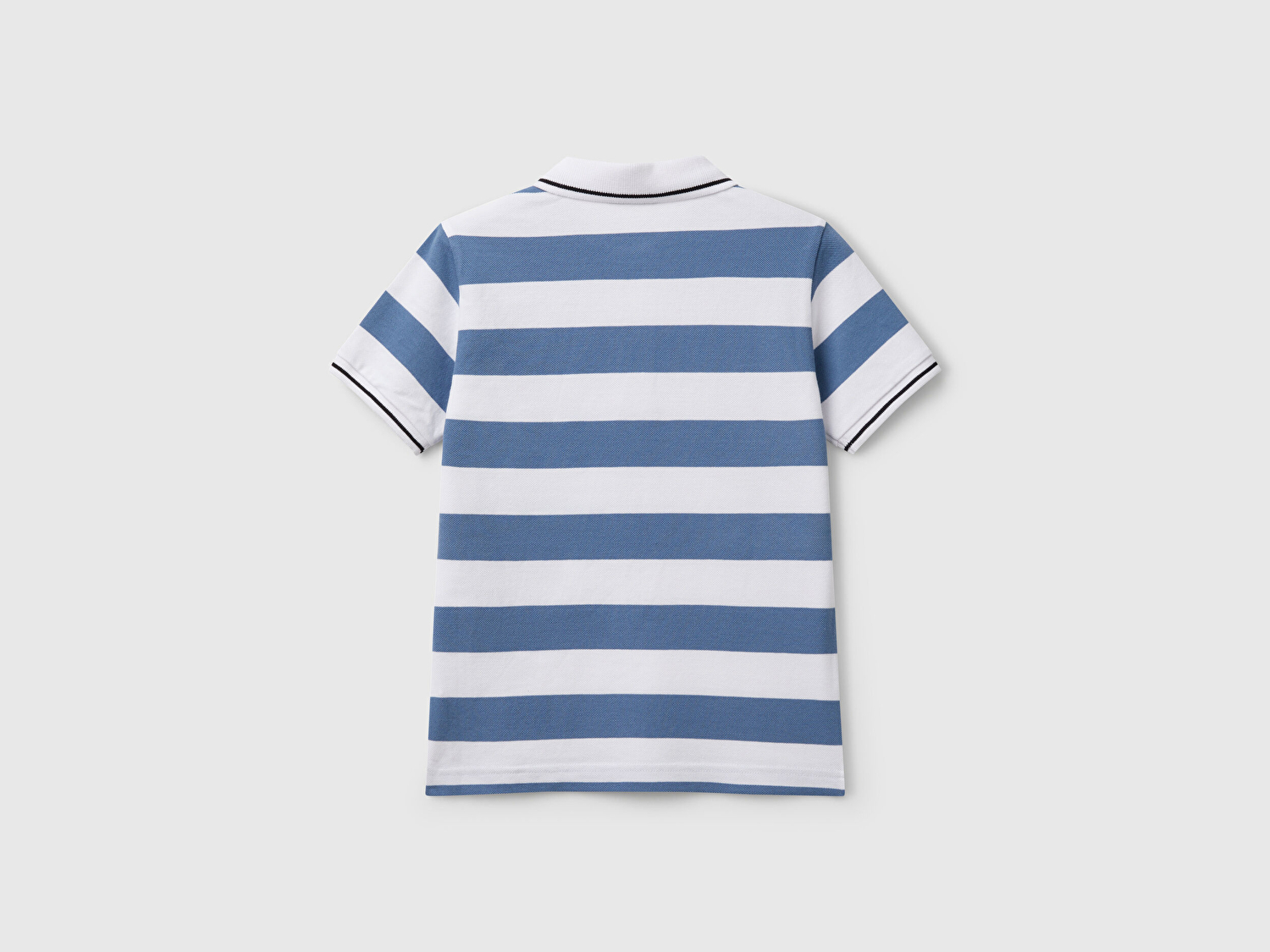 Benetton Erkek Çocuk Mavi Mix Çizgili Logo İşlemeli Polo T-Shirt