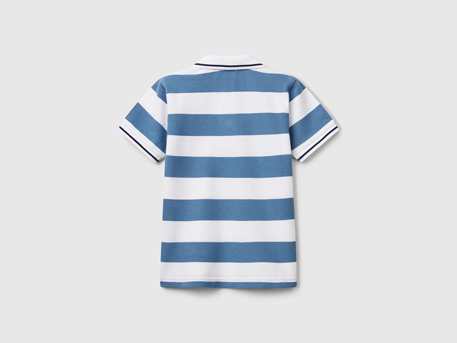 Benetton Erkek Bebek Mavi Mix Çizgili Logo İşlemeli Polo T-Shirt