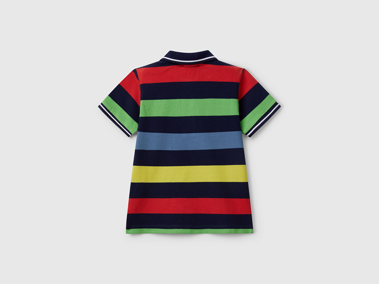 Benetton Erkek Bebek Koyu Renkli Mix Çizgili Logo İşlemeli Polo T-Shirt