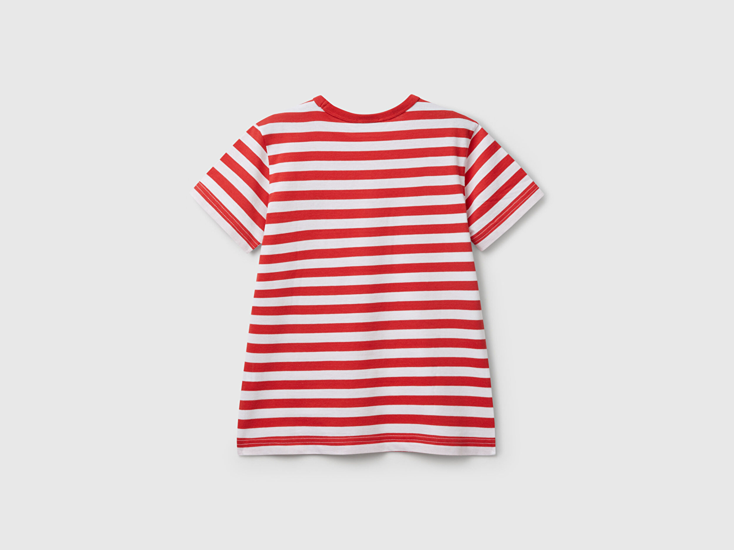 Benetton Erkek Çocuk Kırmızı Çizgili Önü Logo İşlemeli T-Shirt