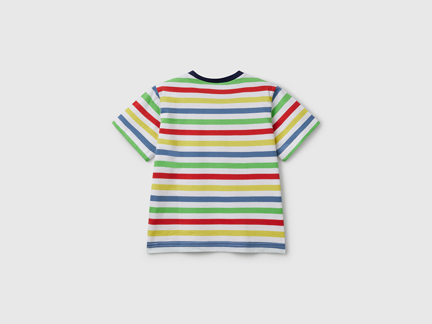 Benetton Erkek Bebek Renkli Mix Çizgili Önü Logo İşlemeli T-Shirt