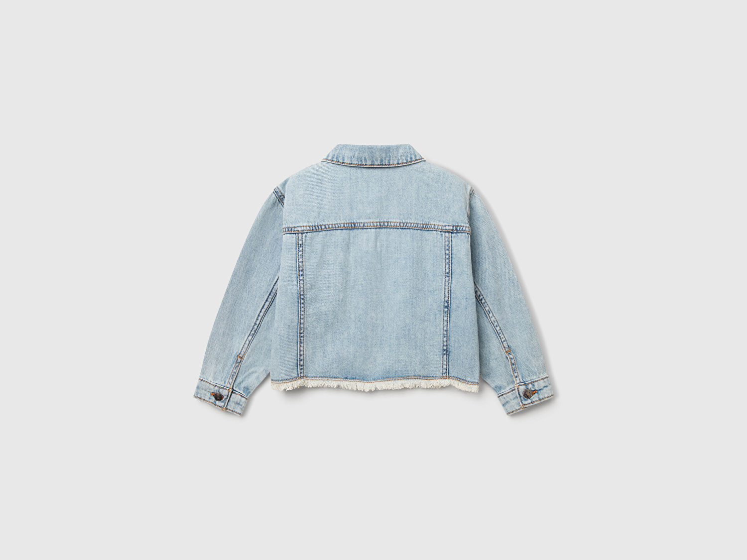 Benetton Kız Bebek Açık Denim Manşetli Denim Ceket