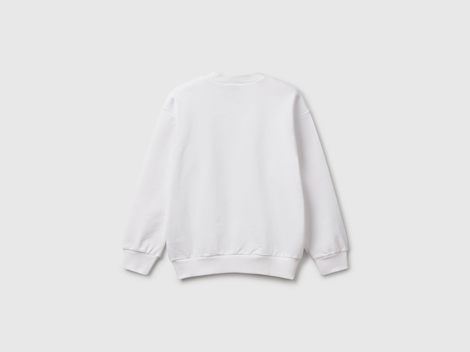 Benetton Erkek Çocuk Beyaz Rolling Stones Baskılı Etiket Logolu Bisiklet Yaka Sweatshirt