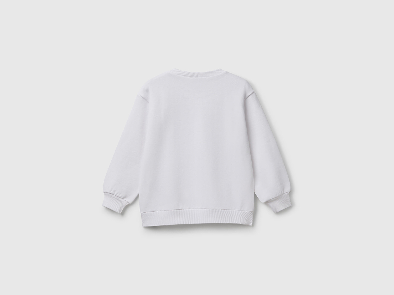 Benetton Erkek Bebek Beyaz Rolling Stones Baskılı Etiket Logolu Bisiklet Yaka Sweatshirt