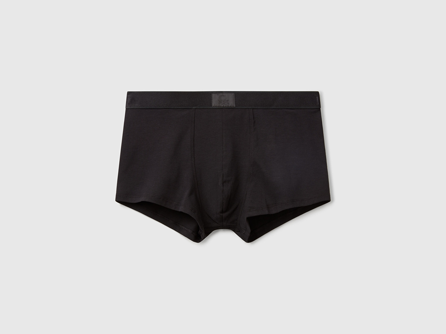 Benetton Erkek Siyah Pamuk Karışımlı Beli Logo Baskılı Boxer