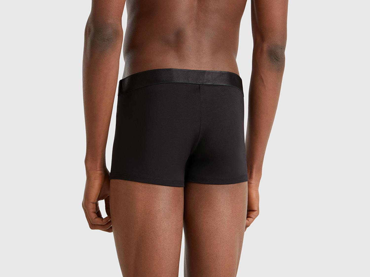 Benetton Erkek Siyah Pamuk Karışımlı Beli Logo Baskılı Boxer