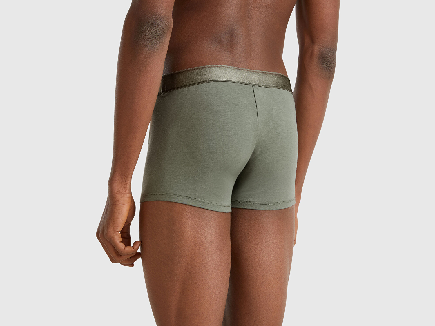 Benetton Erkek Soluk Yeşil Pamuk Karışımlı Beli Logo Baskılı Boxer