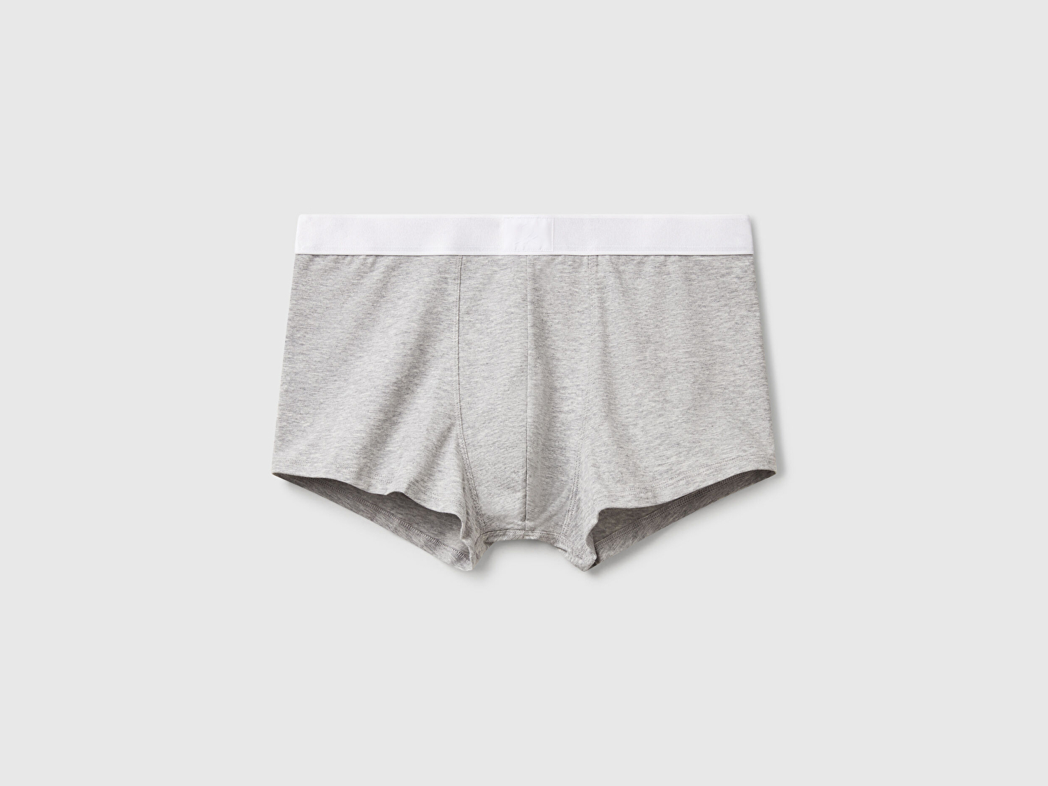 Benetton Erkek Gri Melanj Pamuk Karışımlı Beli Logo Baskılı Boxer
