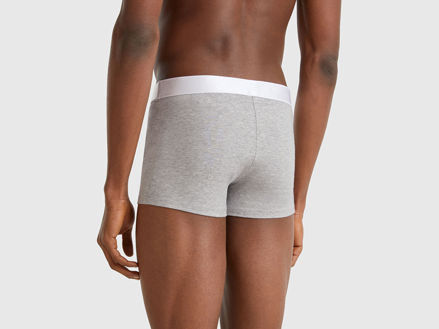 Benetton Erkek Gri Melanj Pamuk Karışımlı Beli Logo Baskılı Boxer