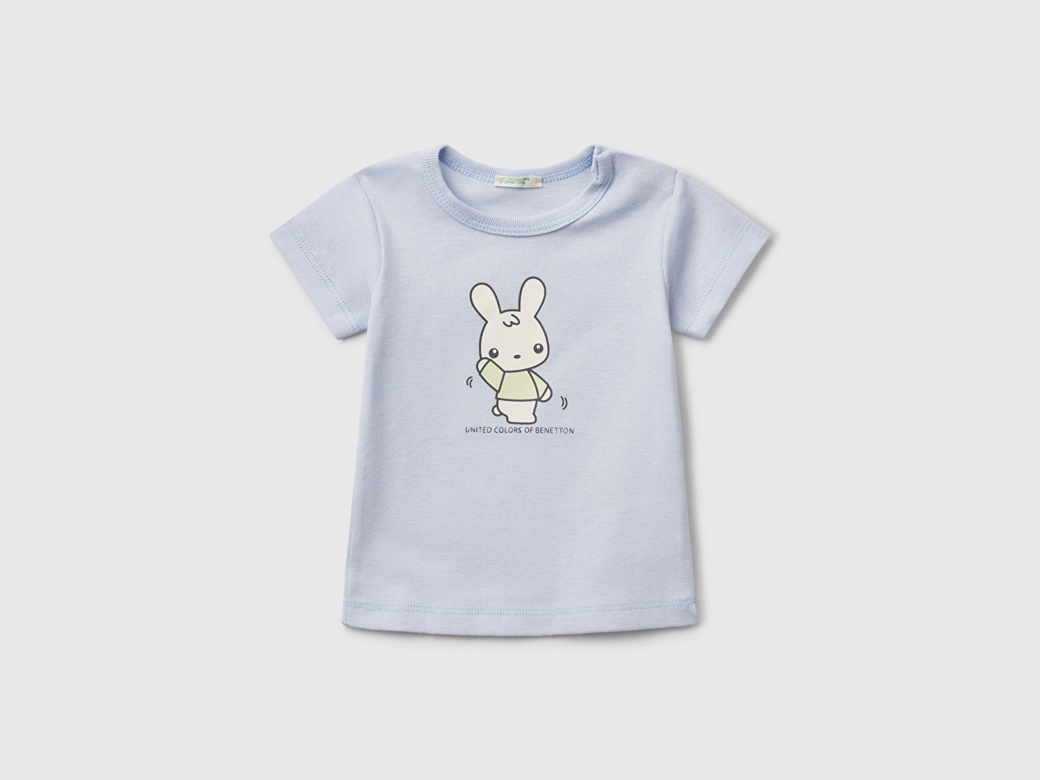 Benetton Bebek Toz Mavi Tavşan Baskılı T-Shirt