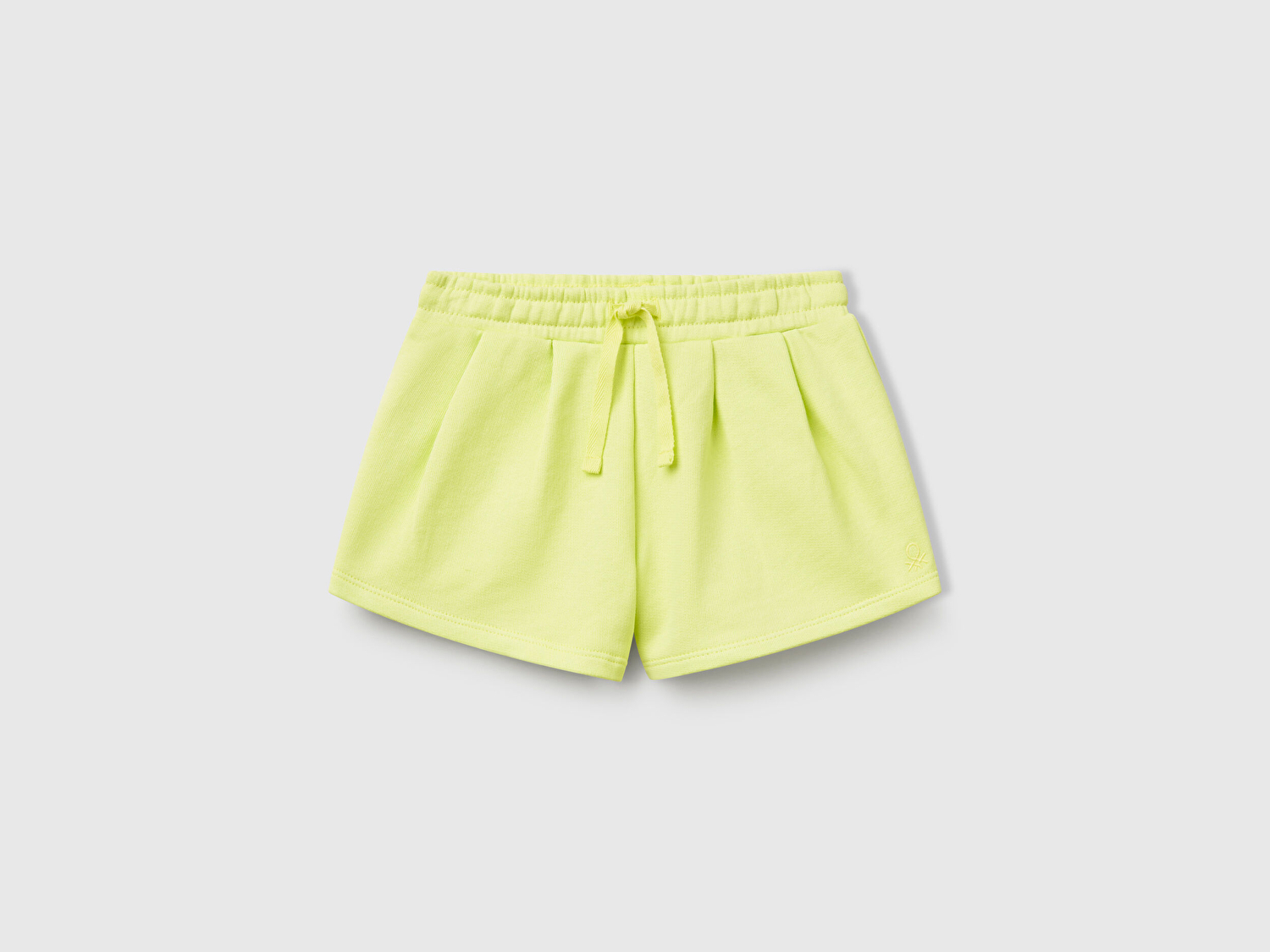 Benetton Kız Bebek Sarı Benetton Logo İşlemeli Beli İpli Şort