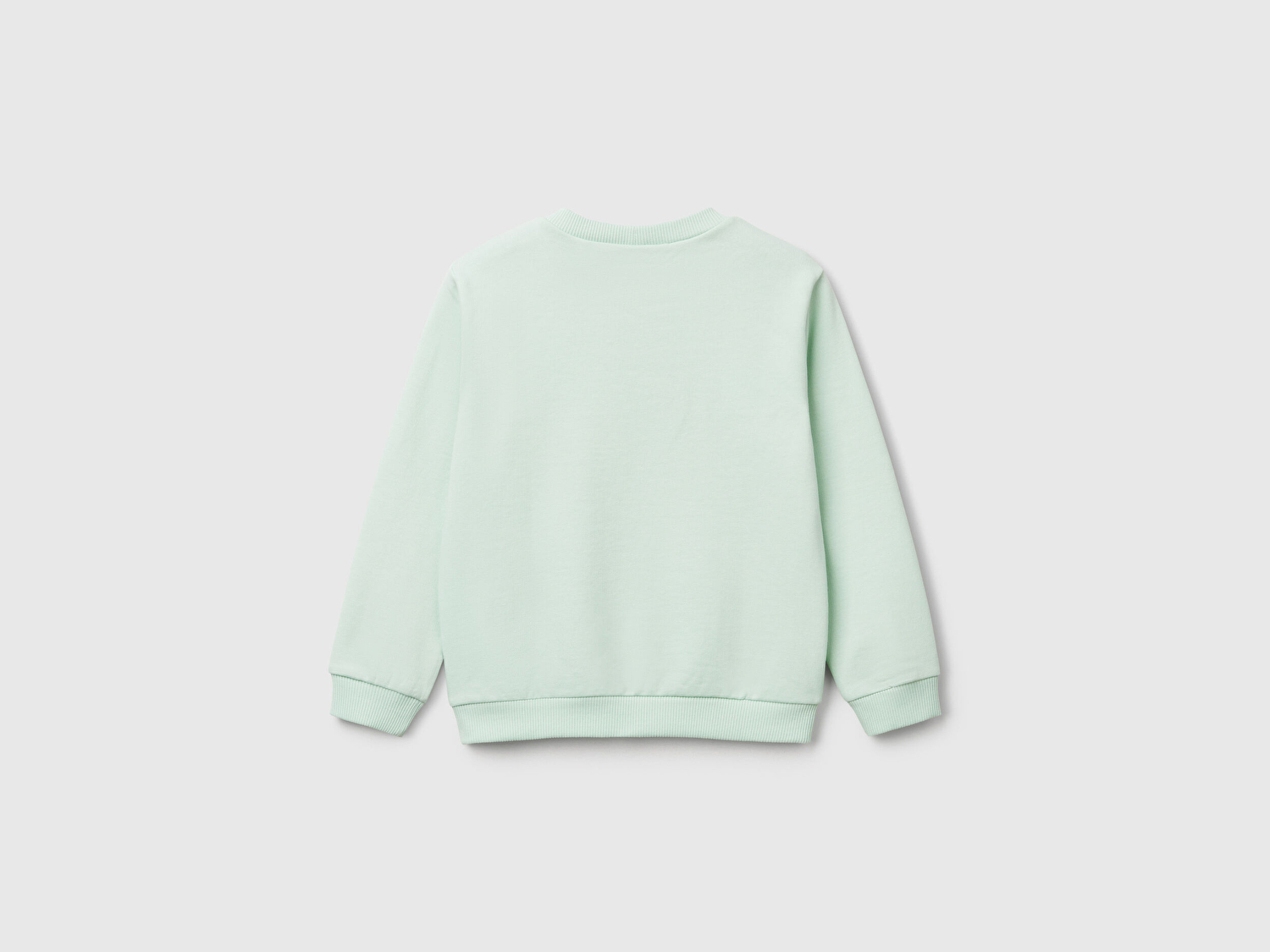 Benetton Kız Bebek Su Yeşili Peanuts Baskılı Logo Etiketli Bisiklet Yaka Sweatshirt