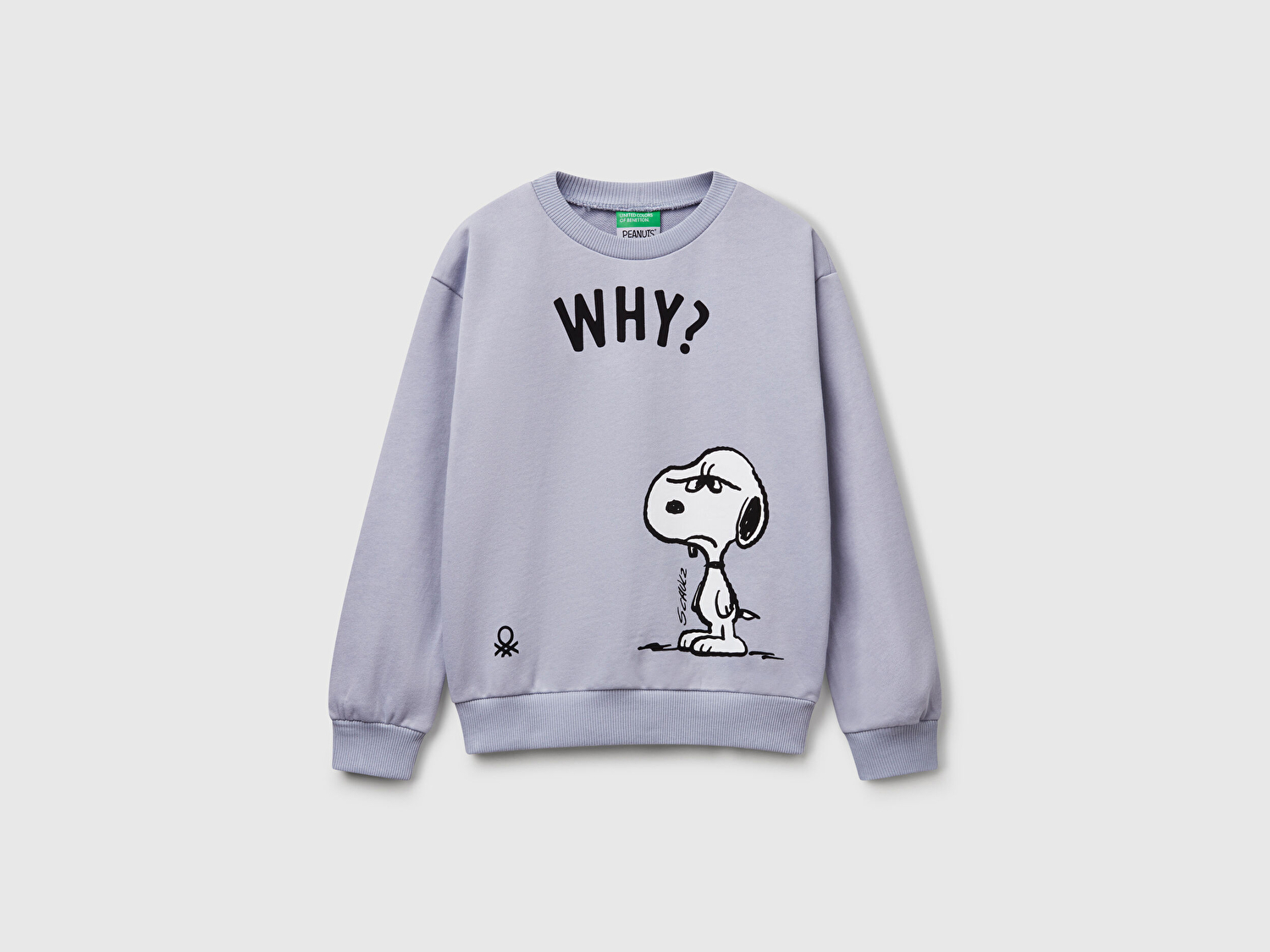 Benetton Kız Çocuk Lila Peanuts Baskılı Logo Etiketli Bisiklet Yaka Sweatshirt