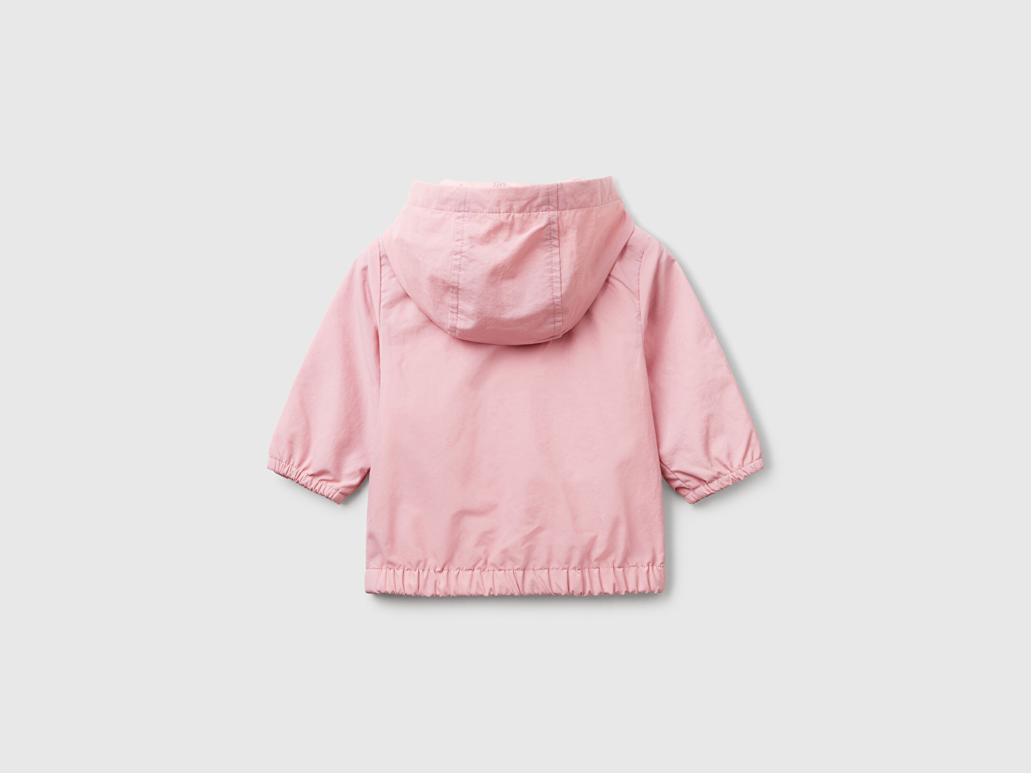 Benetton Bebek Pembe Logo Etiketi Detaylı Kapüşonlu Yağmurluk