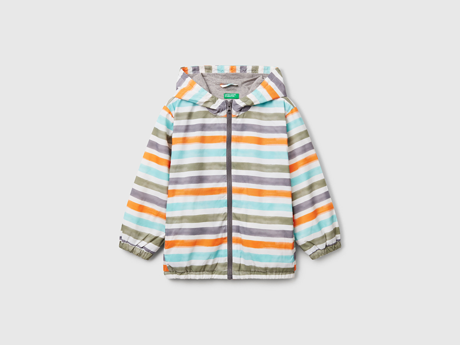 Benetton Erkek Bebek Renkli Mix Tamamı Desenli Beli Lastikli Kapüşonlu Yağmurluk