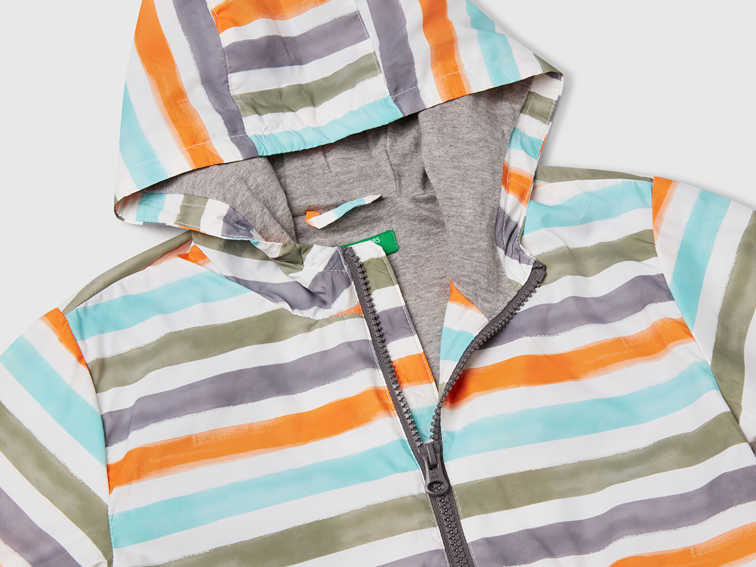 Benetton Erkek Bebek Renkli Mix Tamamı Desenli Beli Lastikli Kapüşonlu Yağmurluk