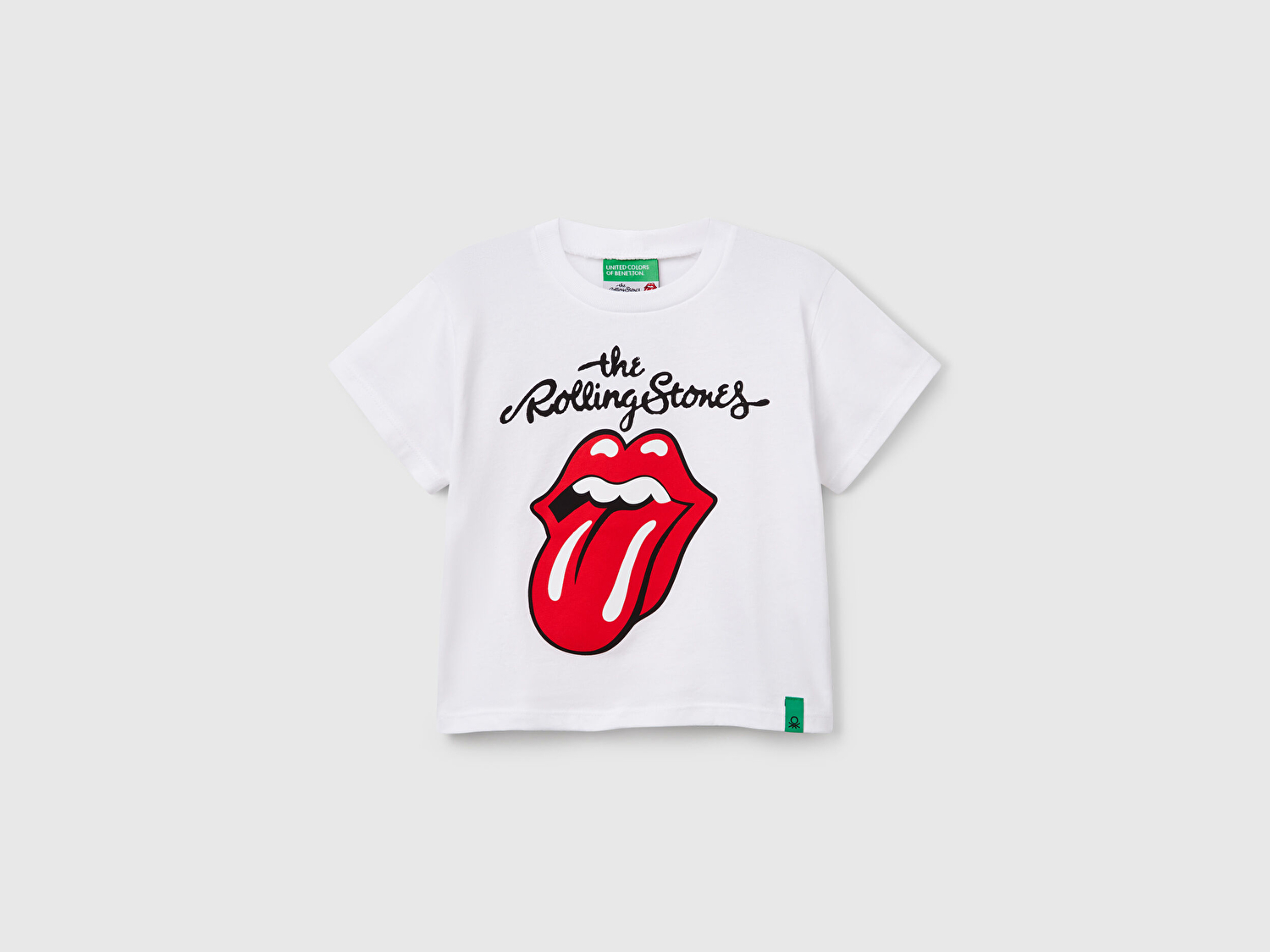 Benetton Kız Bebek Beyaz Rolling Stones Baskılı Logo Etiketli T-Shirt