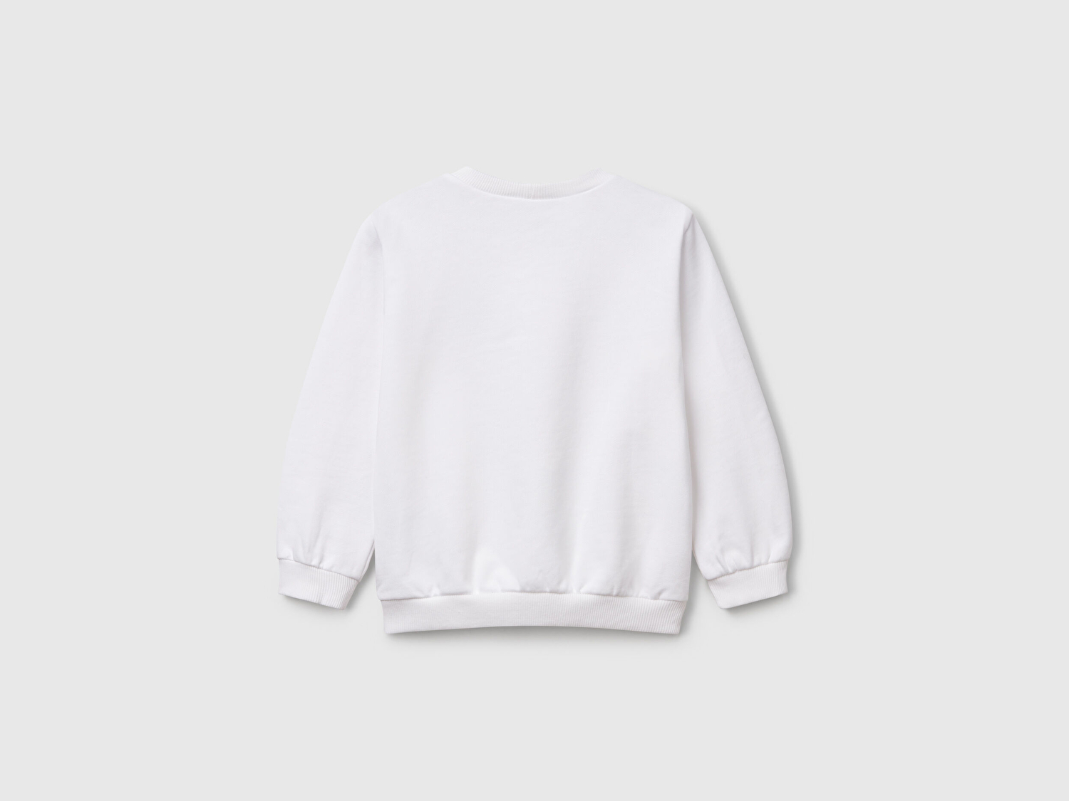 Benetton Kız Bebek Beyaz Rolling Stones Baskılı Etiket Logolu Bisiklet Yaka Sweatshirt