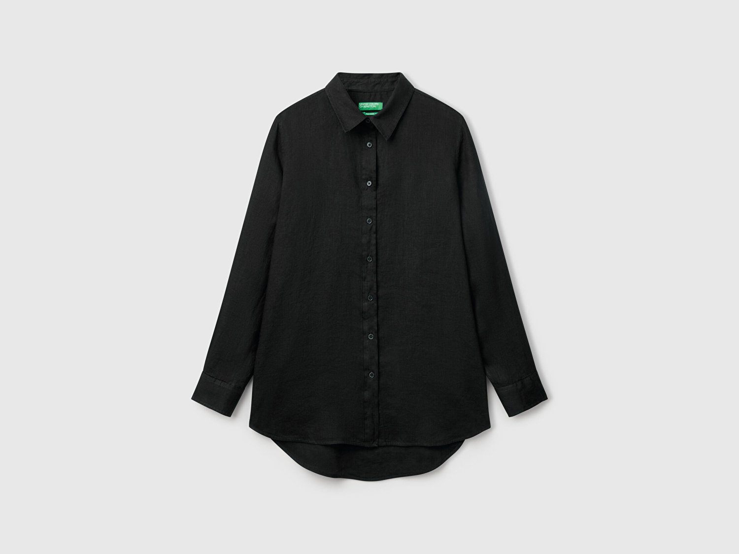 Benetton Kadın Siyah %100 Keten Gömlek