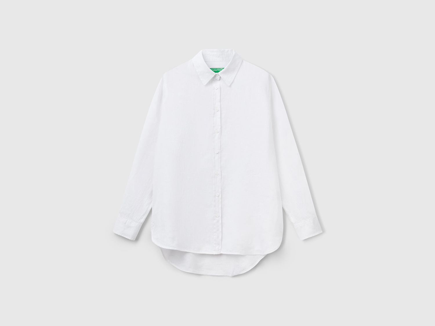 Benetton Kadın Beyaz %100 Keten Gömlek