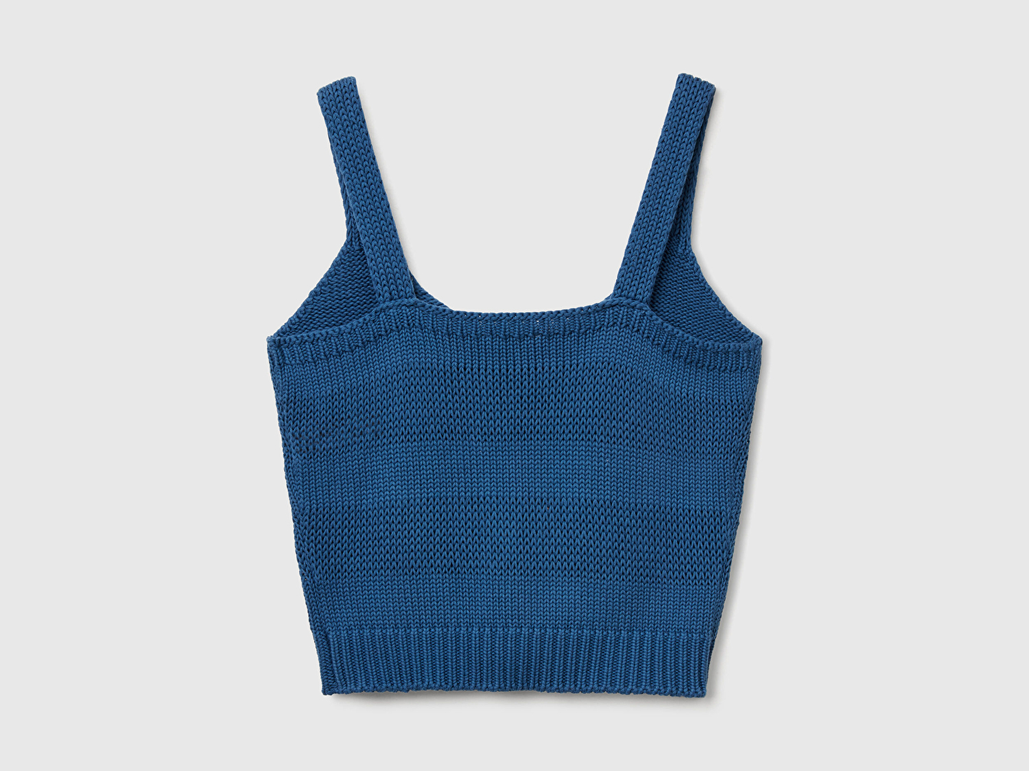 Benetton Kadın Denim %100 Pamuk Şerit Efektli Örme Relax Fit V Yaka Triko Atlet
