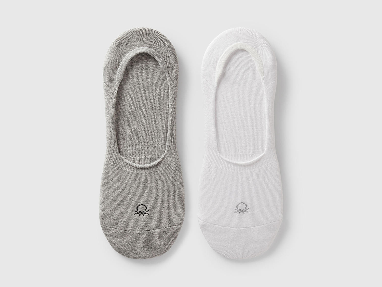 Benetton Unisex Beyaz-Gri 2'li Babet Çorap