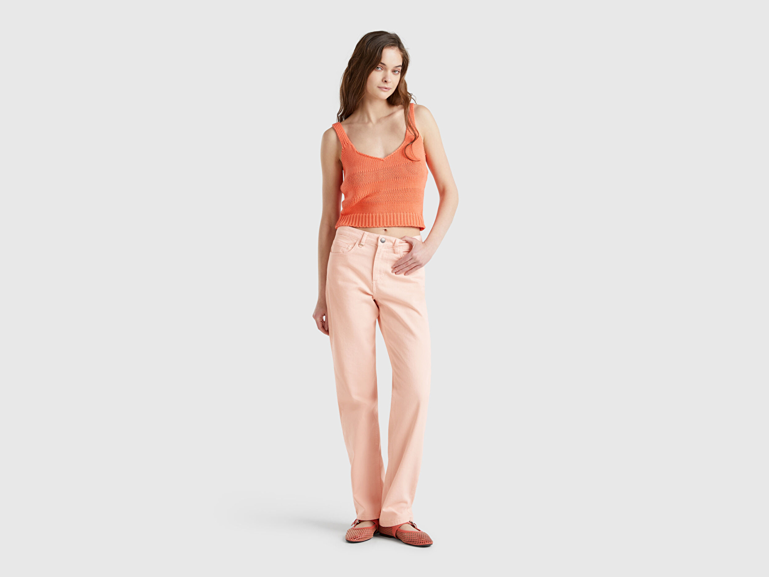 Benetton Kadın Pembe %100 Pamuk Normal Bel Regular Fit Denim Pantolon