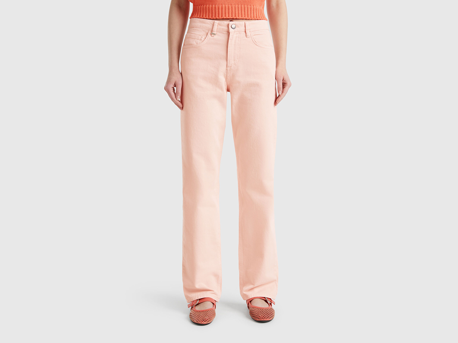 Benetton Kadın Pembe %100 Pamuk Normal Bel Regular Fit Denim Pantolon