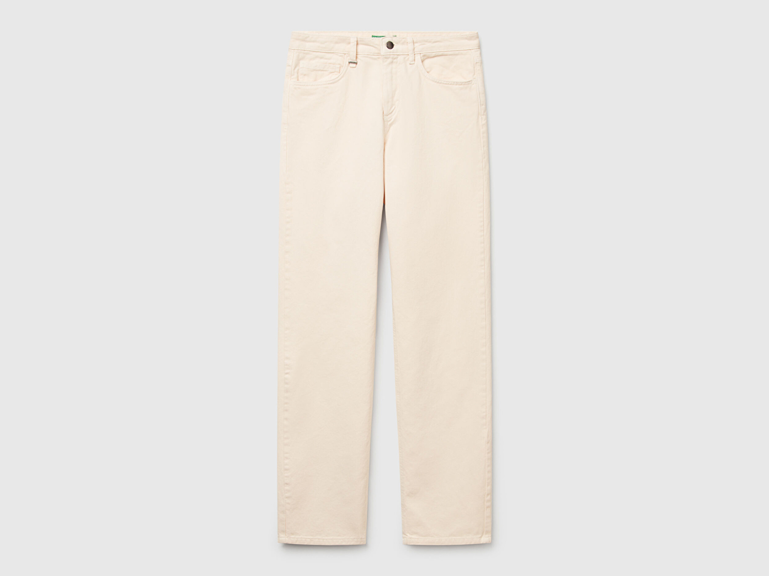 Benetton Kadın Krem %100 Pamuk Normal Bel Regular Fit Denim Pantolon