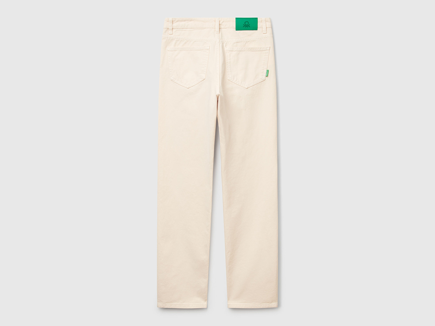 Benetton Kadın Krem %100 Pamuk Normal Bel Regular Fit Denim Pantolon